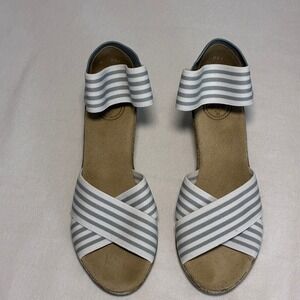 Charleston Shoe Co Espadrille Wedge Sandals Women 6 Gray Coastal Beach Nautical